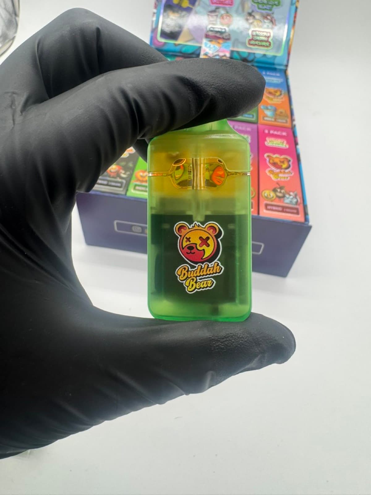 Buddah Bear translucent green device