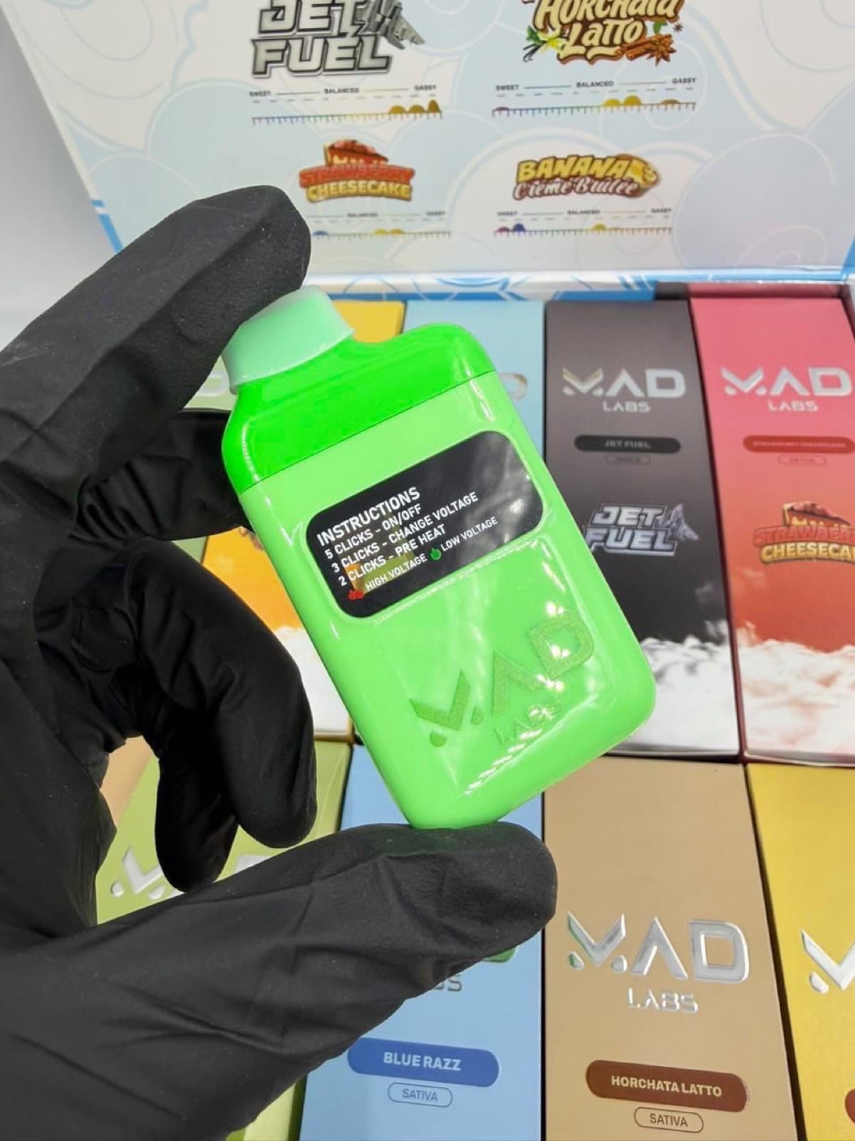 Mad Labs bright green device with instructions