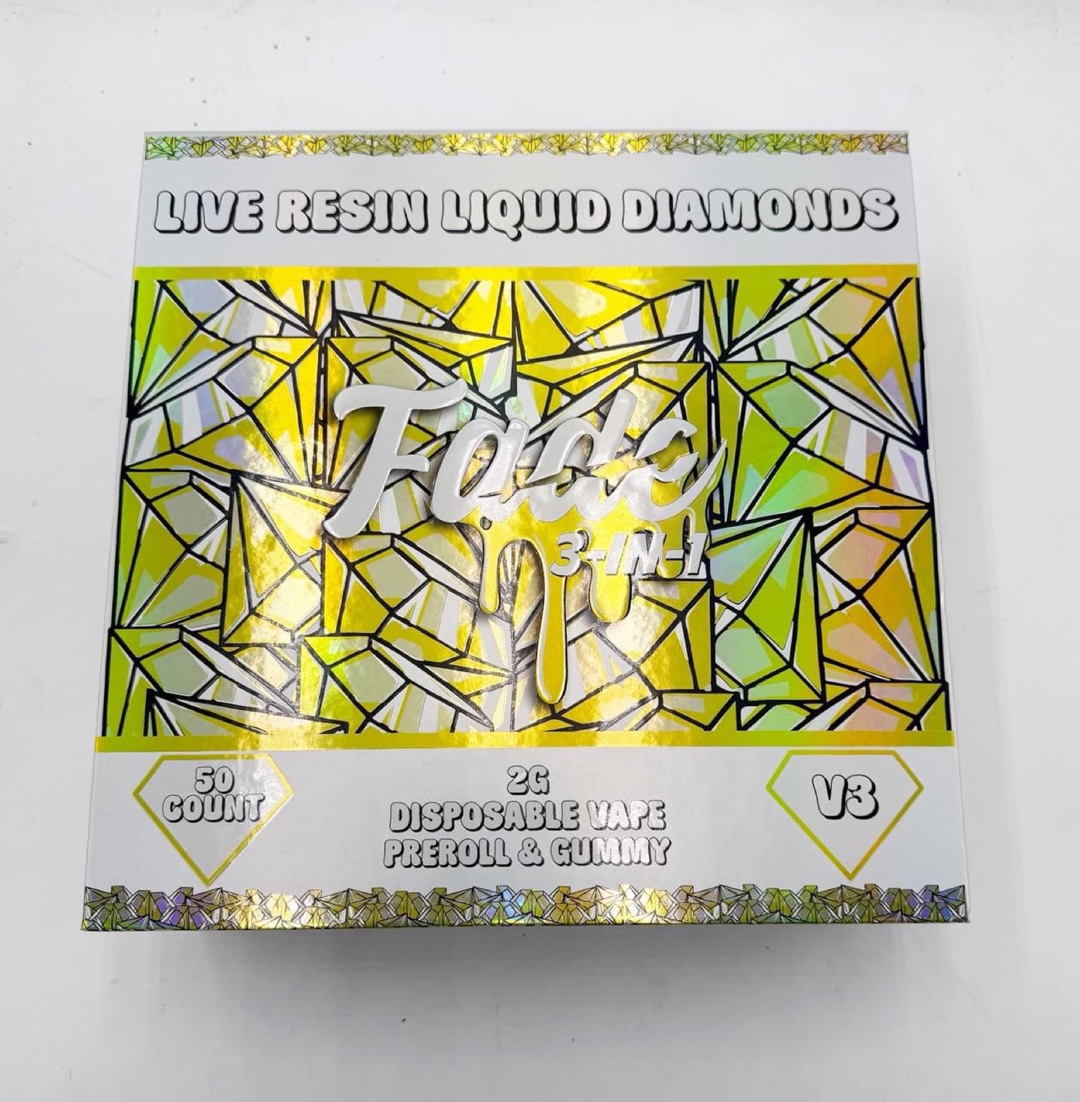 Fade 3-in-1 live resin liquid diamonds 50 count box