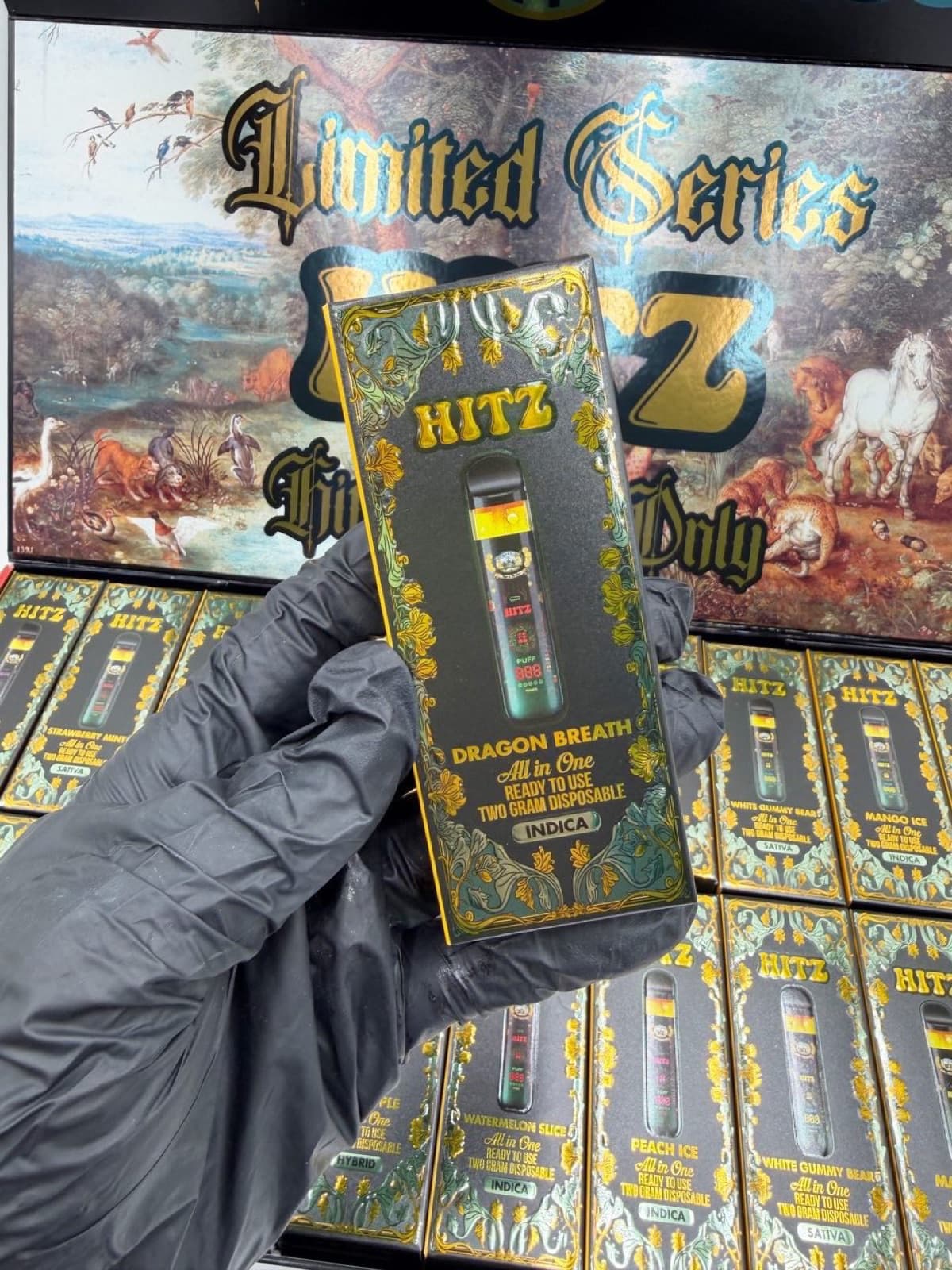 Hitz Dragon Breath boxed disposable held in hand